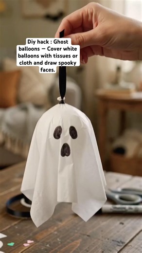 Diy hack Ghost balloons — Cover white balloons with tissues or cloth #shorts #viral #diy #halloween