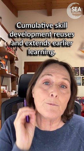 SEA Homeschoolers on Instagram: "Good curriculum doesn’t just teach skills, it builds skills on skills. I’m talking about cumulative skill development—the idea that each new skill builds on previously mastered skills and that earlier material is reused and extended over time. It’s the opposite of “cover it and move on.” In writing, this might look like teaching appositives and then requiring appositives in later lessons while adding new syntactic structures. In math, it might look like teaching 