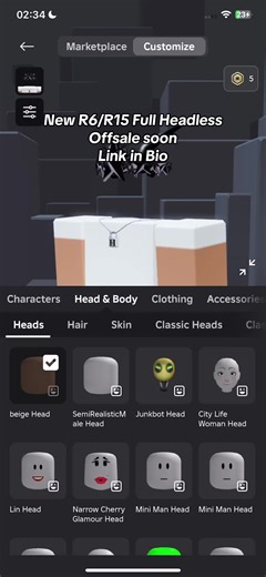 Nuevo R6/R15 Headless en Roblox: ¡Aprovecha antes de que se agote!