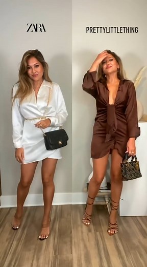 16K views · 443 reactions | 628_Zara $49.90 or PrettyLittleThing $17 — Which Satin Dress Look Would You StyleLeft or Right! Absolutely love both of the dresses, but I’m definitely team right on this one. The fit and style #fblifestyle | Fashion & Beauty | Facebook