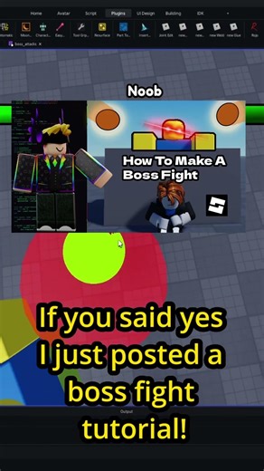 Boss Fight Tutorial😈#viral #roblox #coding#RobloxDev #RobloxStudio #Scripting #GameDev