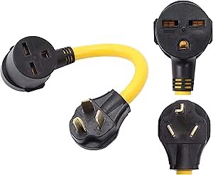 ONETAK NEMA 10-30P to 6-30R 240V 30 Amp 3 Prong Male Plug to 3 Prong Female Receptacle Dryer EV Charger Power Cord Adapter