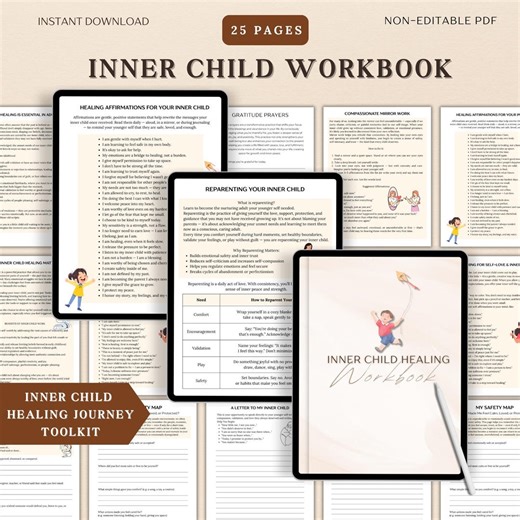 Inner Child Healing Workbook, Emotional Healing, Reparenting Worksheets, Childhood Trauma Therapy Tools, Attachment Core Wounds, CBT, DBT - Etsy