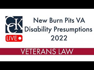 Join CCK Law as we break down the new VA burn pit presumptive conditions, as recently expanded by the PACT Act. The PACT Act included the addition of 23 new conditions to the presumptive list for toxic exposure and expanded eligible locations. Tune in to learn VA's new presumptive policy related to burn pit exposure, how to qualify, and how to apply for these VA benefits. | Chisholm Chisholm & Kilpatrick LTD | Facebook