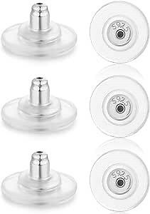 6 PCS Silver Locking Earring Backs for Studs Droopy Ears Heavy Earrings, 925 Sterling Silver Earrling Lifters Hypoallergenice Seucre Earring Backs Replacements for Women Men (Silver)