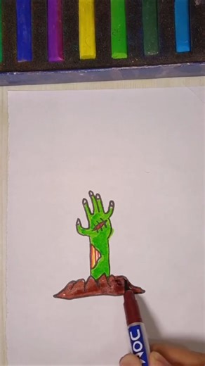 How to Draw a Zombie Hand Coming Out of theGround#zombiehand#easyart#creepydrawing #horrordrawingl