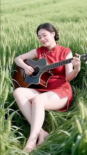 Beautiful girls playing wooden guitar #guitar #guitarcover #music #shorts