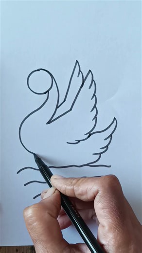 how to draw beautiful and easy swan 🦢with 9