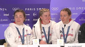 Women's GB team sprint team on gold medal and breaking world record