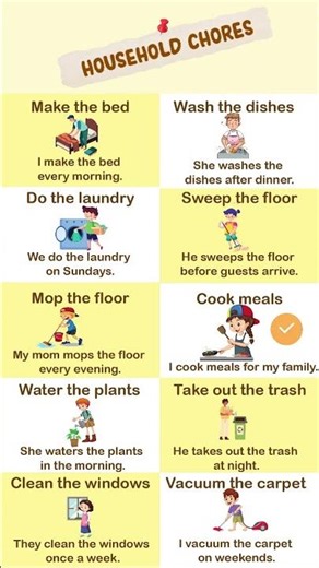10 Household Chores in English | Learn Fast #shorts