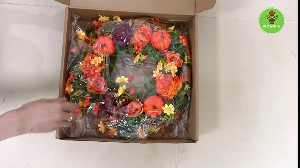 Door Wreaths for All Seasons Outdoor Thanksgiving Halloween Eucalyptus Wreath with Flowers, Pumpkins for Front Door Fall Decor