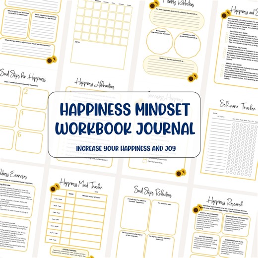 Happiness Workbook Journal Self Care Gift for Her Mindfulness Mental Health Ebook Finding Joy Worksheets How to Be Happy Self-esteem Help - Etsy