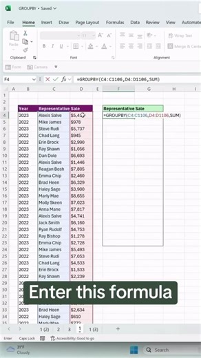 How To Learn Excel ll Advance Excel ll Sum By Group II GROUPBY II #excel #spreadsheetmagic #365