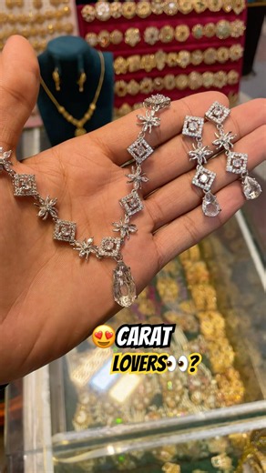 ✨ Luxury Silver Carat Diamond Necklace Set ✨
