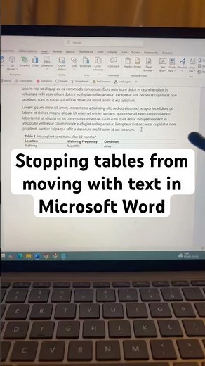Stopping tables from moving with text in Microsoft Word