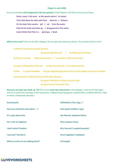 Kids interactive worksheet