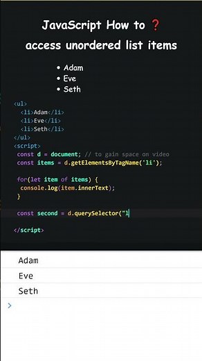 JavaScript How to ❓ access unordered list items