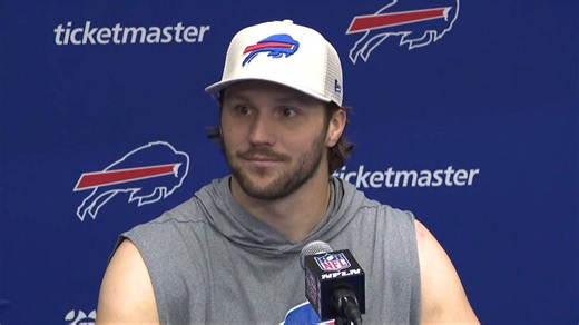 Josh Allen speaks to the media
