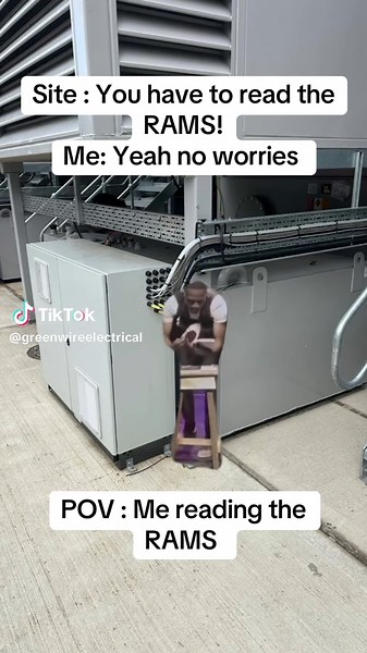 Put those crocs in speed mode when reading the RAMS 🤥🫣😂 #electriciansoftiktok #electrician #sparky #fyp #construction #tradiesoftiktok #electricianlife #Capcut #Meme #MemeCut #tradielife #site #sitework #Meme #MemeCut