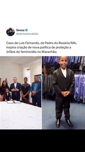 Sensa - Entretenimento e humor on Instagram: "O episódio envolvendo Luís Fernando, menino de Pedro do Rosário que perdeu a mãe vítima de feminicídio e emocionou a Baixada Maranhense. A comoção causada pelo caso levou o Governo do Maranhão a implementar uma política inédita de amparo a crianças e adolescentes que perderam suas mães para a violência. Nesta segunda-feira (24), o governador Carlos Brandão sancionou a lei que garante meio salário mínimo mensal, prioridade no acesso à educação e acomp