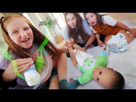 BABY TRAiNiNG our FAMiLY!! Adley Niko & Navey learn more about babies, bottles, and diaper changes