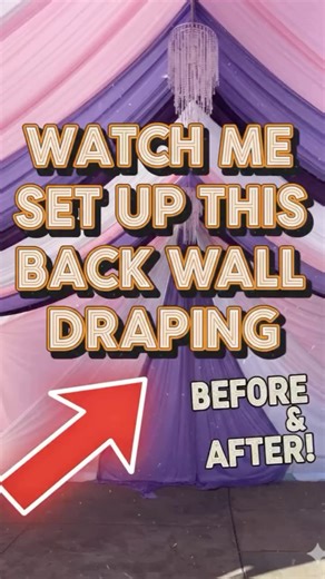 🎪 Tents • Water Slides • Tables • Chairs on Instagram: "Watch me set up back wall draping for an elegant event setup 👀✨ Clean lines, soft textures & a premium finish — perfect for weddings, quinces & special events. DM to book your event 👇 #BackWallDraping #DrapingSetup #EventSetup #WeddingDraping #tentdraping"