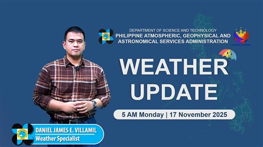 State weather bureau PAGASA gives a weather update as of 5 AM today, November 17, 2025. COURTESY: DOST-PAGASA | GMA News