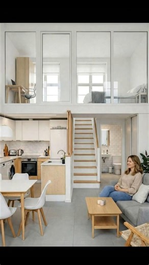 Bright Micro Apartment Design| Minimalist Loft Living with Glass Windows