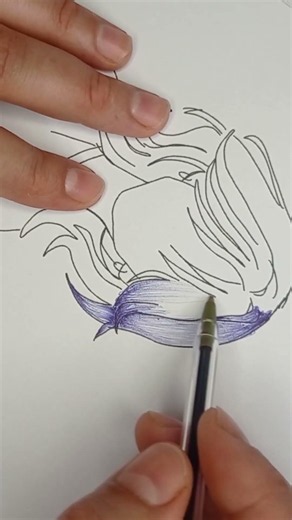 ✨ Anime Hair Coloring with a Ballpoint Pen | Satisfying Drawing Process #Shorts