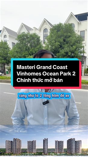 🌅 MASTERI GRAND COAST 🌅 ✨Sống phong thái tự do✨ ⸻ 🛎️ EKIP GỬI TỚI ANH/CHỊ/EM THÔNG TIN CHI TIẾT DỰ ÁN: 📍 Tên dự án: MASTERI GRAND COAST. 📍 Vị trí: Ocean Park 2 – Ocean City – Hà Nội. 📍 Đơn vị phát triển: Masterise Homes. 📍 Quy mô: 07 tòa/27 tầng. 📍 Tổng diện tích dự án: 72.498 m² 📍 Mật độ xây dựng: 15,8%. 📍 Loại hình căn hộ: Studio, 1BR, 1BR , 2BR, 2BR , 3BR, 4BR, Duplex, Penthouse. 📍 Số lượng tiện ích: 4 công viên nội khu liên hoàn - 180 tiện ích 💫 Masteri Grand Coast – Vinhomes Oce