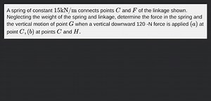 A spring of constant 15 \mathrm{kN} / \mathrm{m} connects point... | Filo