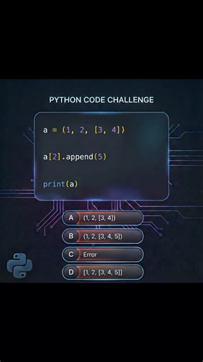 @CoderMind_lab on Instagram: "Python Interview Trap 🔥 | Tuple vs List Reality . . . . . #pythontuple #mutableobjects #pythontricks #codingchallenge #codermind"