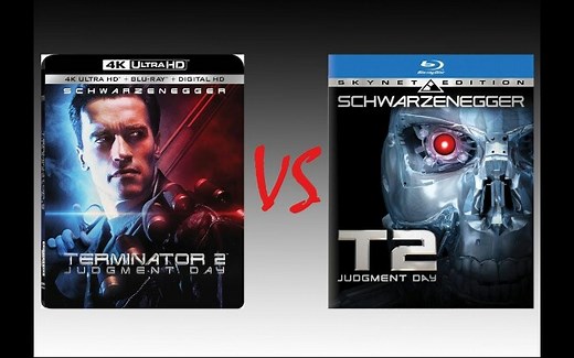 【画质对比】《终结者2：审判日》3D重置版4K蓝光碟HDR vs 4K天网版蓝光碟