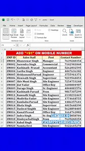 Add country code infront of mobile number #excel #exceltipsandtricksforbeginners #trendingreels #viralreelschallenge #viralreelsシ #viralreelsfb #viralvideoシ #viralreelsfacebook #viralpost2025シ #msexeltipsandtricks #msexceltips #msexceltricks #msexceltraining #Microsoft #Microsoft365 #microsoftexcel #trend #trendingpost #trendingnow #trendingvideo #trendingreelsvideo #viralchallenge #virals #viralvideochallenge #computer #computerscience #education #educational #EducationForAll #dktechcomputergya