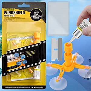Windshield Chip Repair Kit, Glass Repair Kit, Repair Kit with Windshield Repair Resin for Repairing Auto Glasses Windshield/Cracks/Chip/Bulls-Eye/Spider Web/Star-Shaped/Half-Moon (yellow) (yellow2)