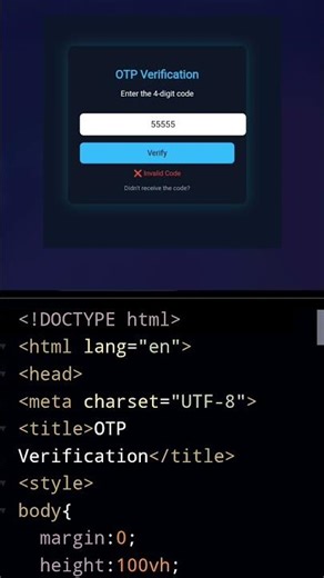 OTP Verification Page Using Interactive Project #HTML #CSS #JavaScript #WebDevelopment #Coding