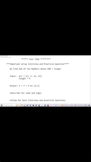 Two Sum Problem Explained| Most Asked Interview Question #shorts #python #c++ #javascript #ds
