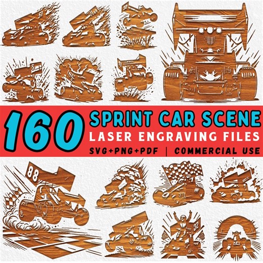 160 Sprint Car Racing Scene SVG Bundle: Laser Cut Files (digital Download) - Etsy
