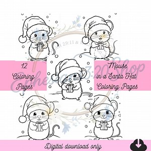 Christmas Mouse Coloring Pages - Etsy Canada