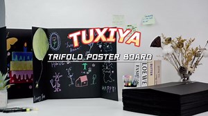 Trifold Poster Board,12 Pack 24" x 16" Black Corrugated Poster Boards,Display Board,Perfect for School Projects, Science Fairs, Event Displays, and Business Presentations