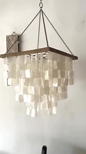 Capiz Shell Chandelier: Square Seashell Pendant Light, Bali Decor - Etsy