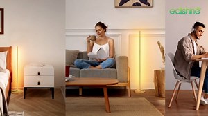 EDISHINE LED Corner Floor Lamp, Modern Slim Dimmable Light, Adjustable Height, 57.5" Minimalist Tall Lamp for Living Room, Bedroom, Office, 3000K Warm White Light (Gold)