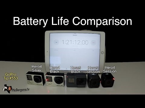 GoPro Battery Life Comparison: Hero5, Hero4, Session series - GoPro Tip #553 | MicBergsma