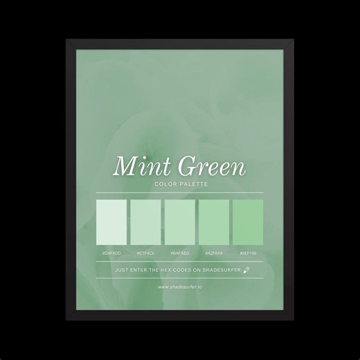 Mint Green Color Palette Print, Printable Wall Art, Instant Digital Download, Hex Codes Design - Etsy