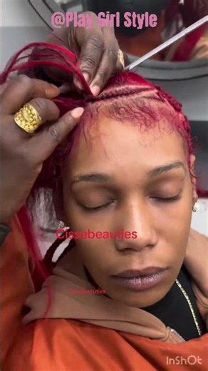 Stitched Red Braids+Cornrows ⭐ Braiding Tutorial! I PlayGirlStyle #Shorts