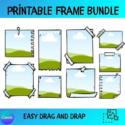 Customizable Frame Set | Printable Note Paper Pack | Digital Planner Frames - Etsy UK