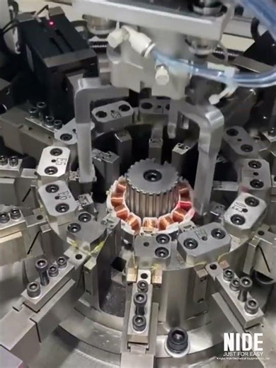 BLDC motor linear stator rollin-up and welding machine #manufacturing #motor #winding