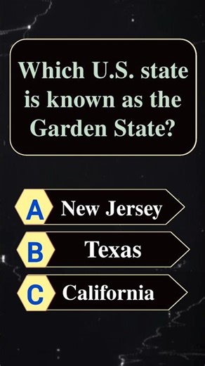 Which US state as known as Garden state? USA quiz