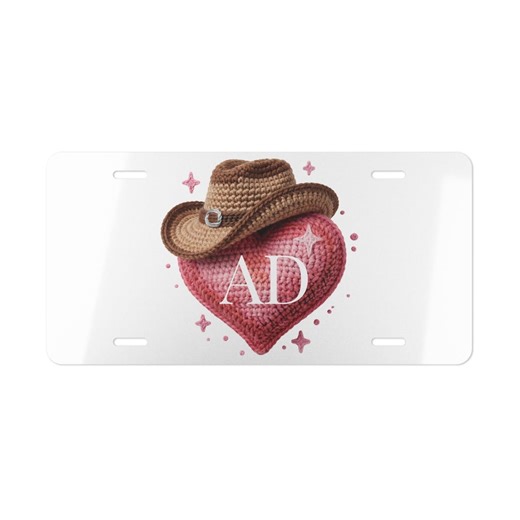 Custom Cowgirl Initials Front License Plate, Personalized Western Car Tag - Etsy