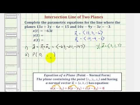 Ex 2: Find the Parametric Equations of the Line of Intersection of Two Planes Using Vectors